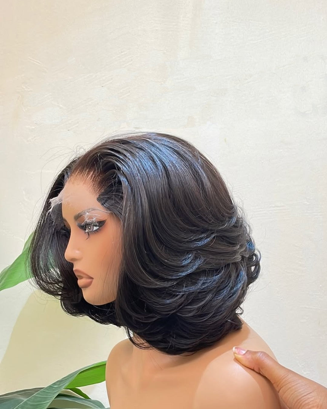 Wear & Go Layered Bouncy Wavy Bob 5x5 Pre Cut Lace Wig