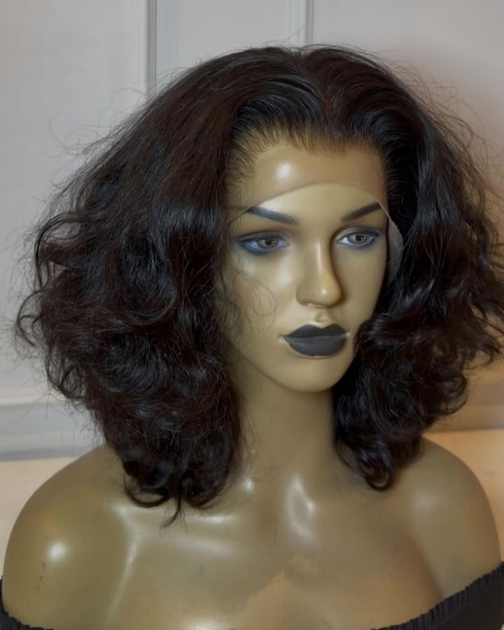 Natural Black Layered Wavy 13x4 Lace Ftont Wig
