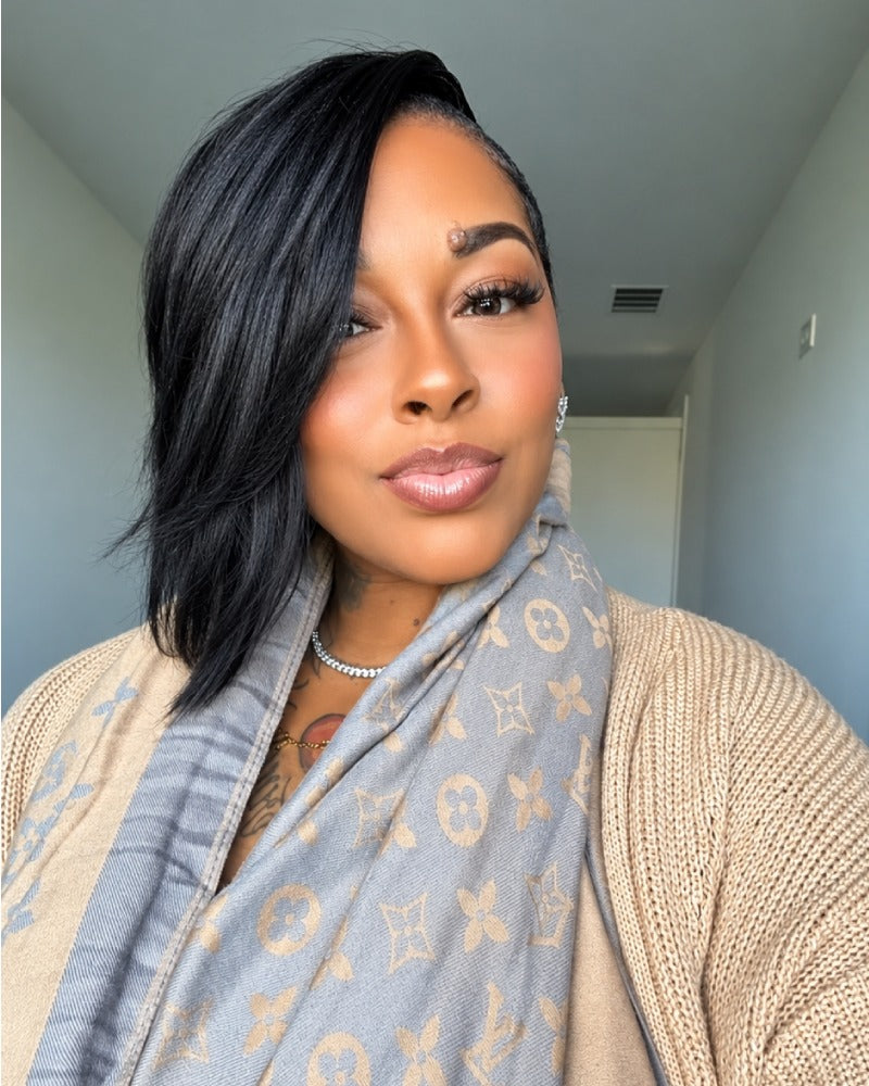 Daring Asymmetrical Pixie 13x6 Lace Wig with Long Side Swept Bangs