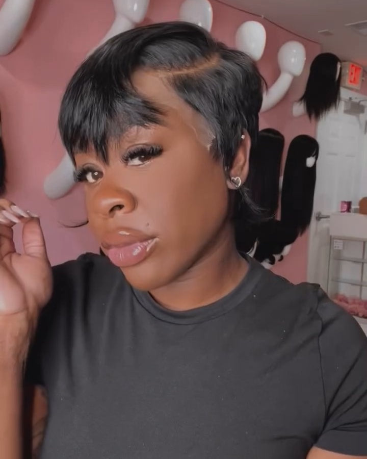 Side-Parted Short Pixie 5x5 Lace Closure Wig
