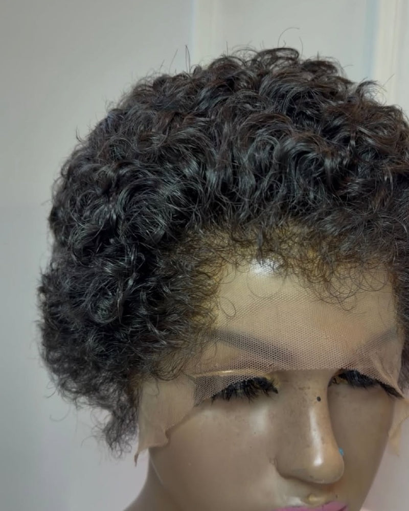 Natural Black Curly Lace Front Wig With Hybrid Hairline