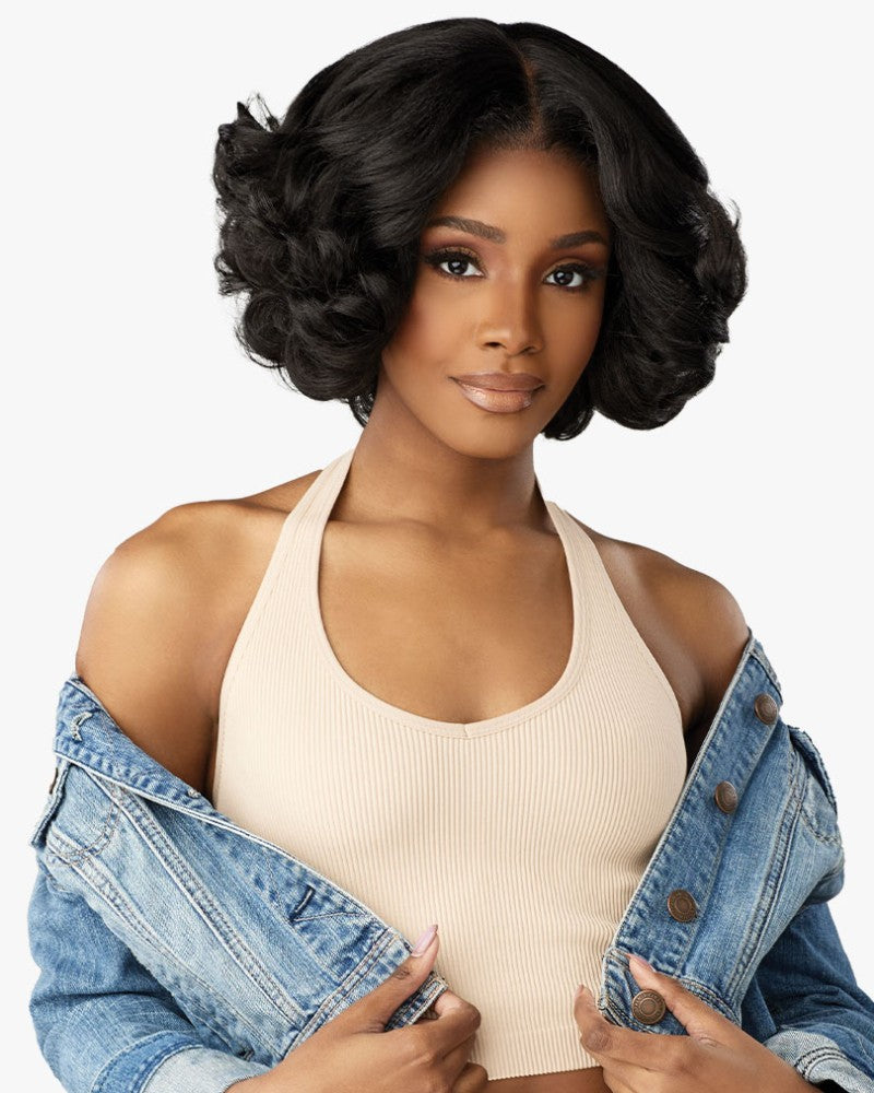 Bouncy Natural Kinky Straight Layered Cut With 4C Kinky Edges Wig