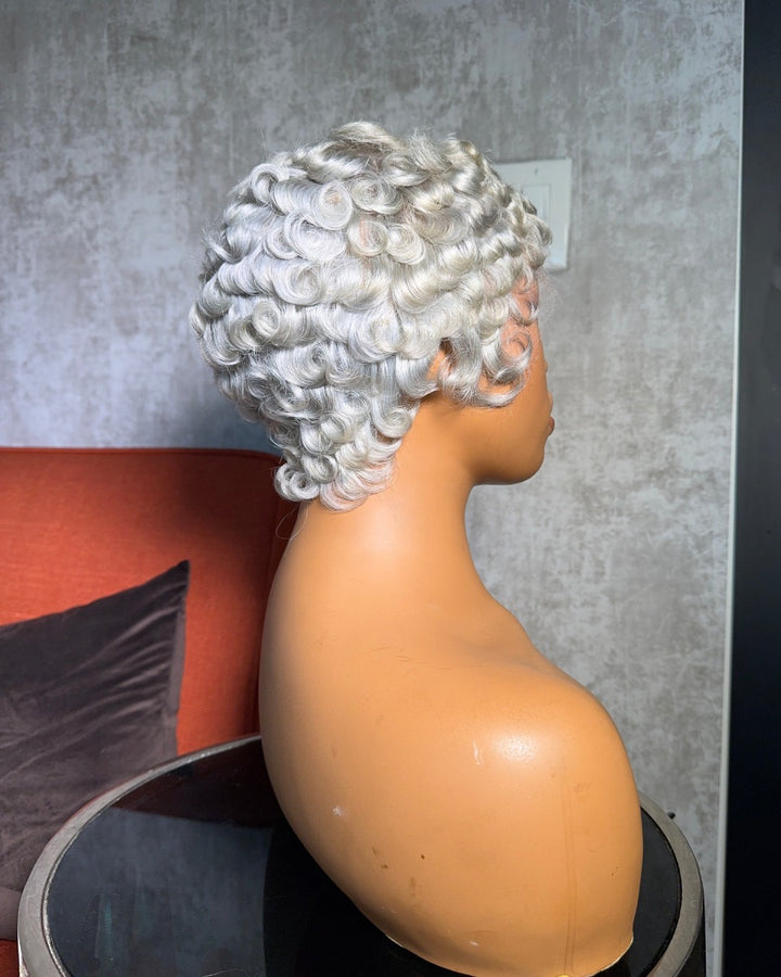 Natural Realistic Short Pixie Cut Curly Full Lace Wig