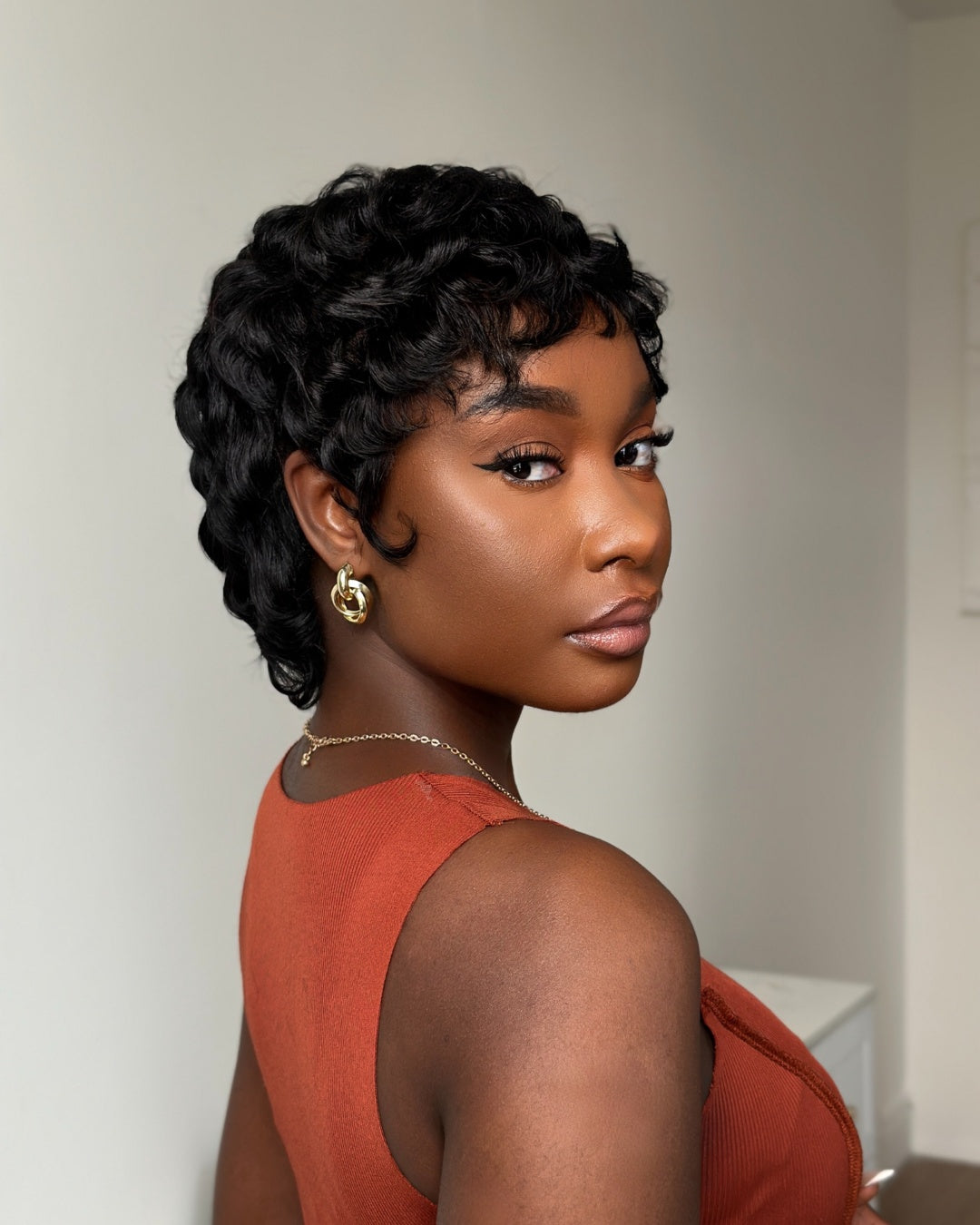 Full Lace Finger Wave Short Pixie Human Hair Wig