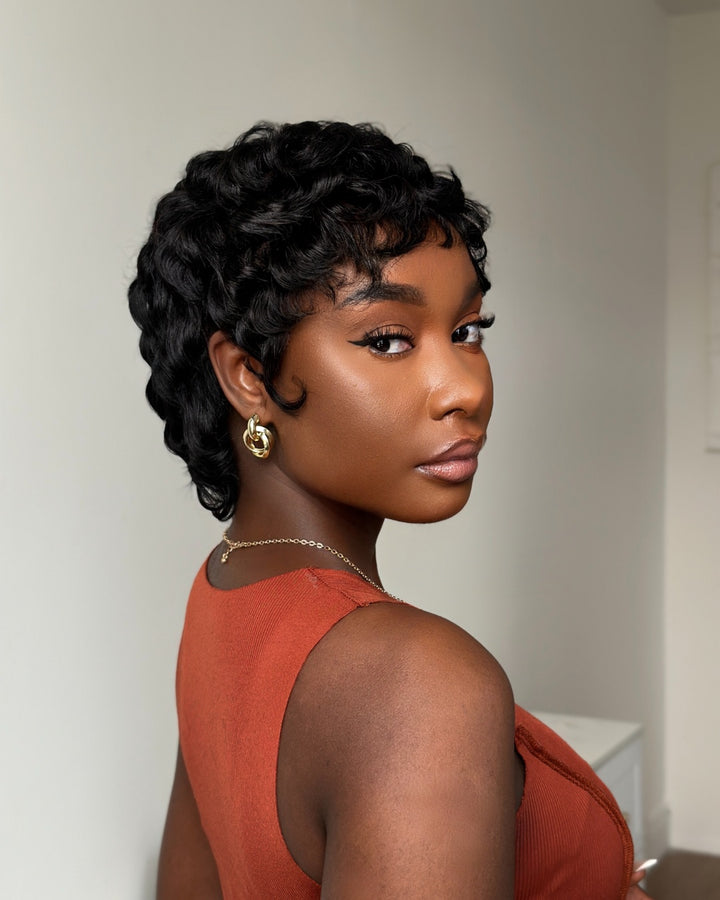 Full Lace Finger Wave Short Pixie Human Hair Wig