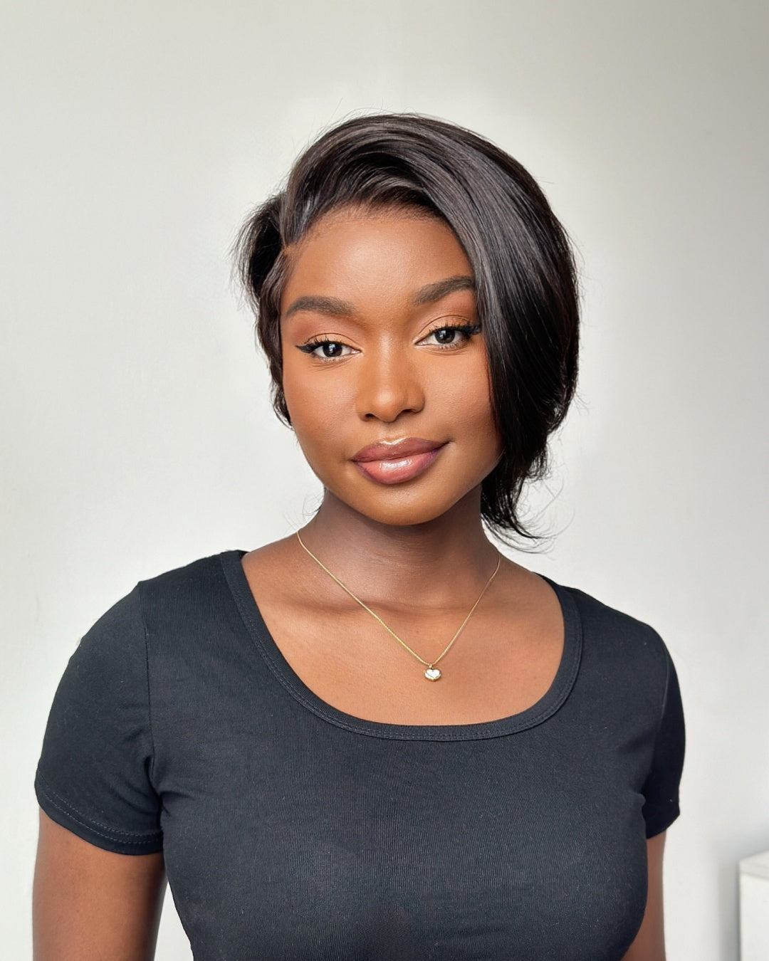 Full Lace Short Pixie Cut With Long Side Bangs Human Hair Wig