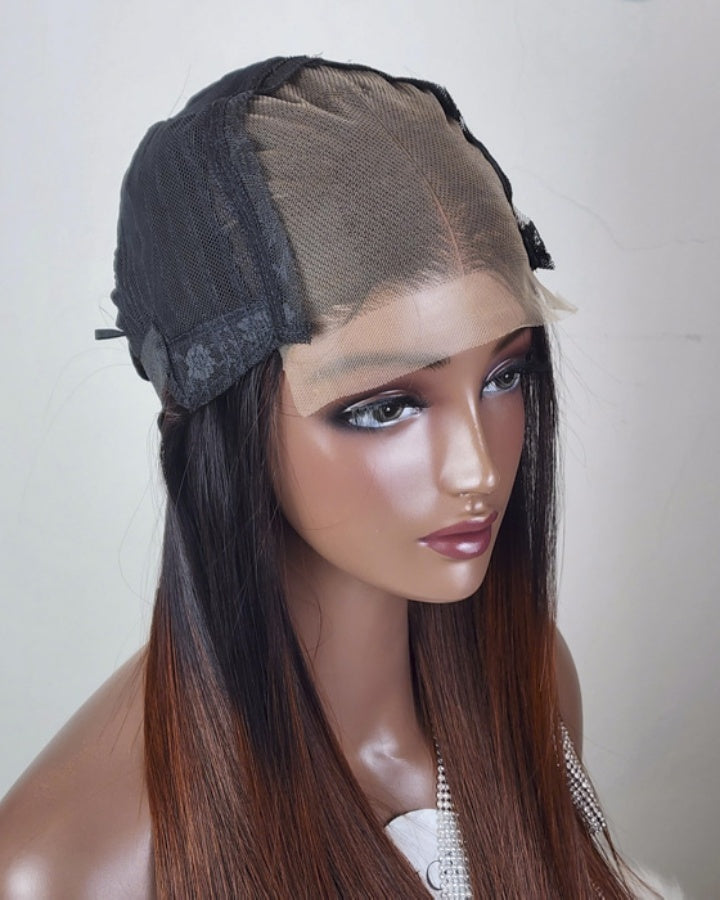 Straight Hair Ombre Brown 5x5 Lace Closure Wig