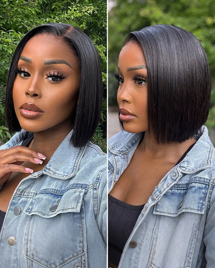 Adjustable Cap Virgin Hair Bob HD Lace Wig Human Hair Wig