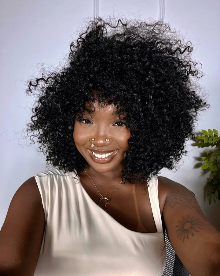 Natural Jerry Curly InvisiTop Bang Wig