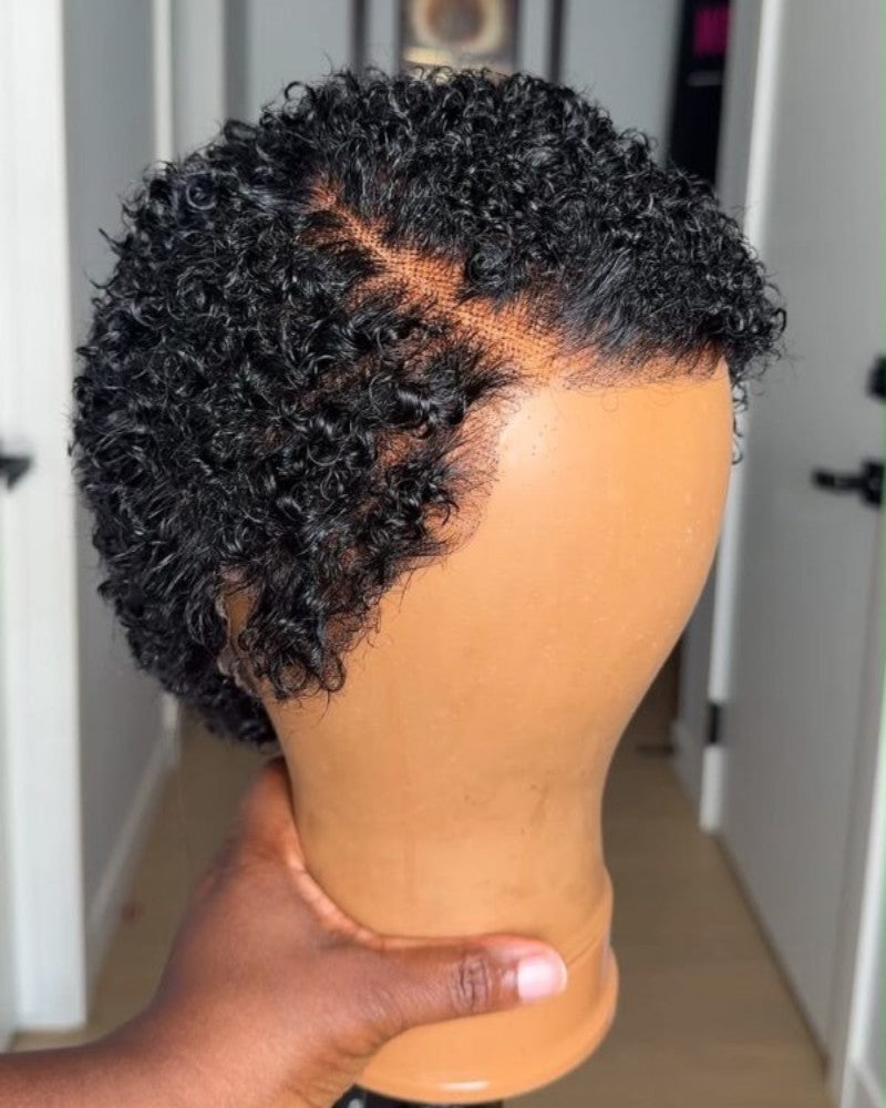 Black Mimi Curly Pixie 13x4 Lace Front Wig
