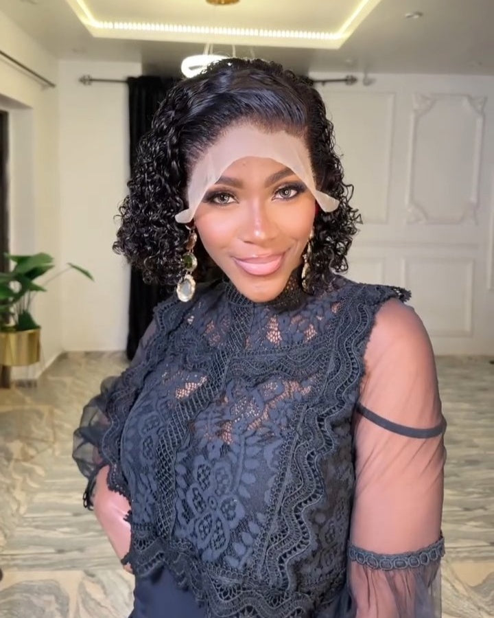 Double drawn water curly 13x4 Lace front wig