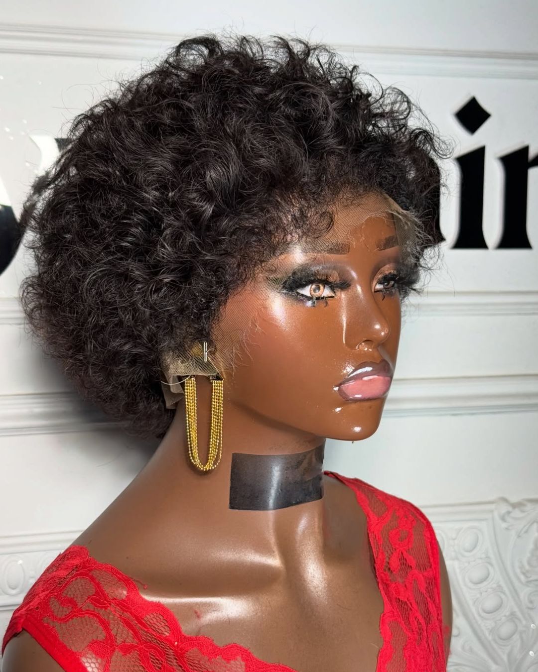 Natural Black Curly Lace Front Wig With Hybrid Hairline
