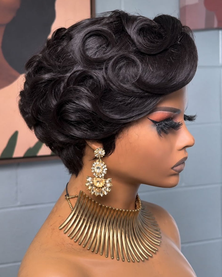 Gala Glam Sculpted Curl Pixie 13x6 Lace Wig with Finger Waves