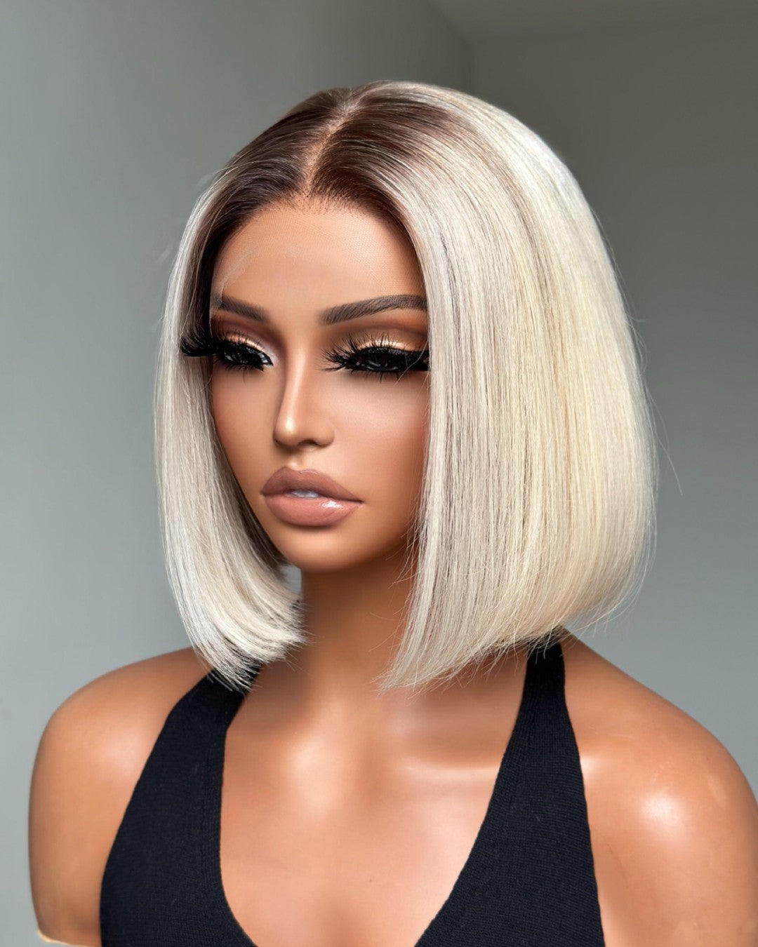 Short Ombre Light Blonde Silky Bob 13x4 Lace Front Wig