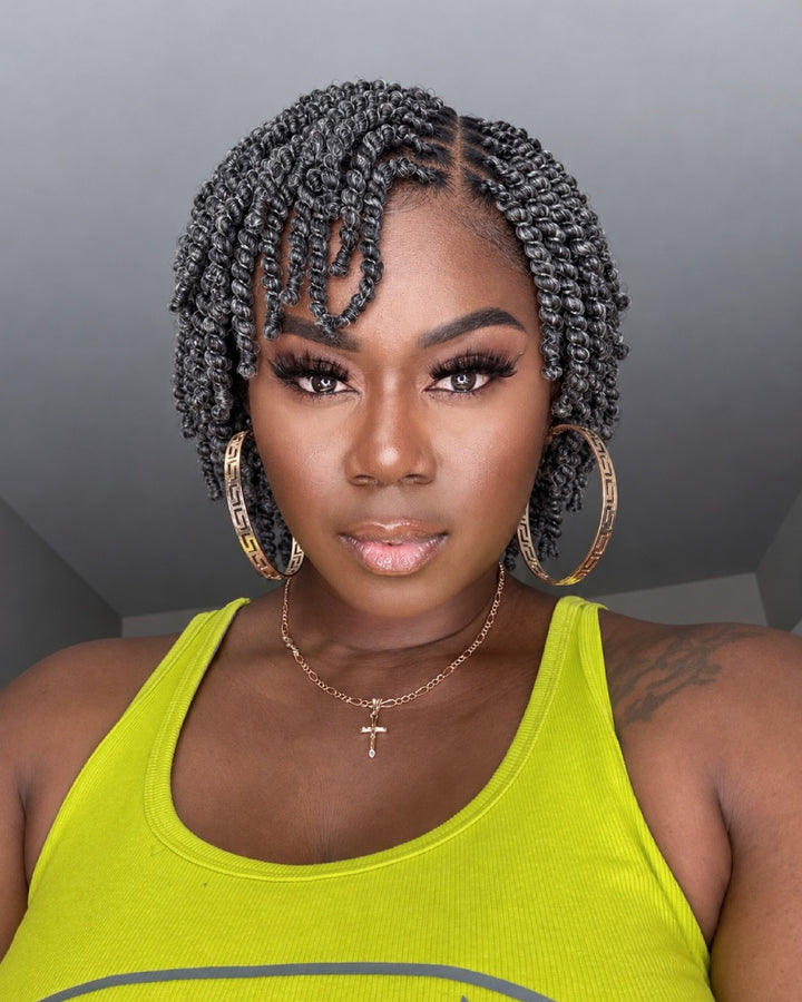 Salt and Pepper HD Full Lace Twist-out Afro Pixie Wig
