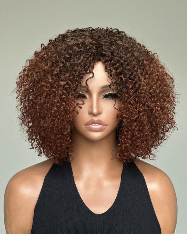 Wear & Go Glueless Highlights Ombre Brown African Curly Wig