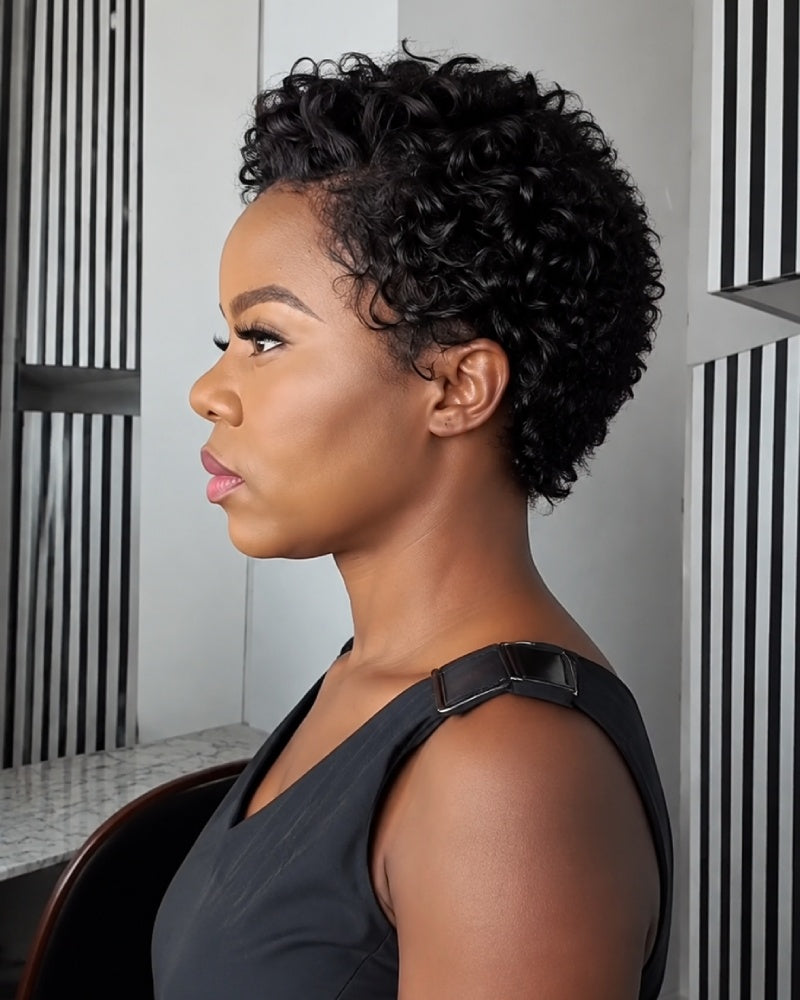 Big Chop Full Lace Short Curly Pixie Wig for Everyday Wear