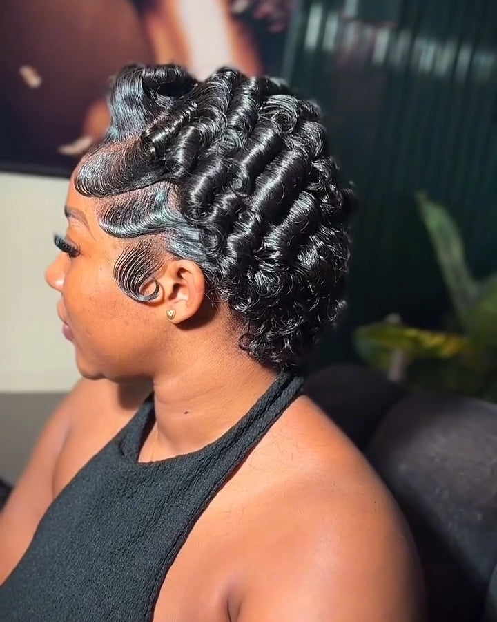 Finger Wave Multi-layered Curly 13x4 Lace Front Wig
