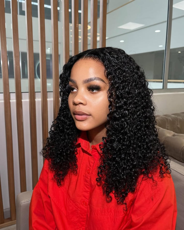Luxurious Middle Part Jerry Curl 5x5 Lace Clsoure Wig