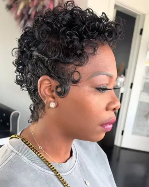 Full Lace Wave Curls Short Pixie Cut Wig