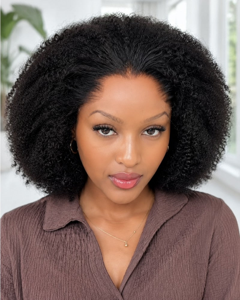 Wear & Go Fluffy Afro Kinky Curly 13x4 Lace Front Wig With M Hairline