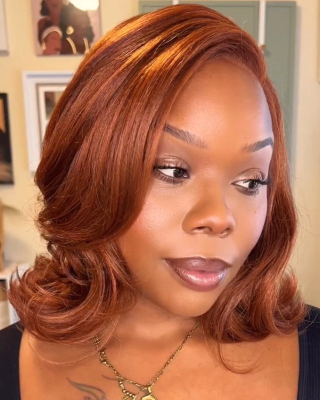 Ombre Copper Wave Layered  13x4 Lace Front Wig