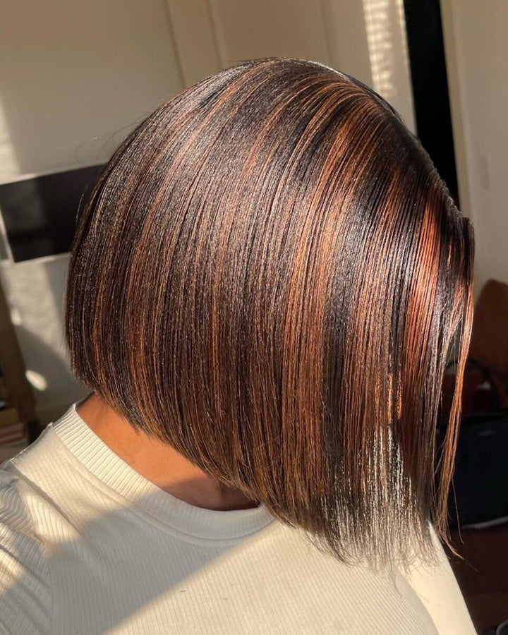 Bob With Brown Highlight 13x4 Lace Frontal Wig