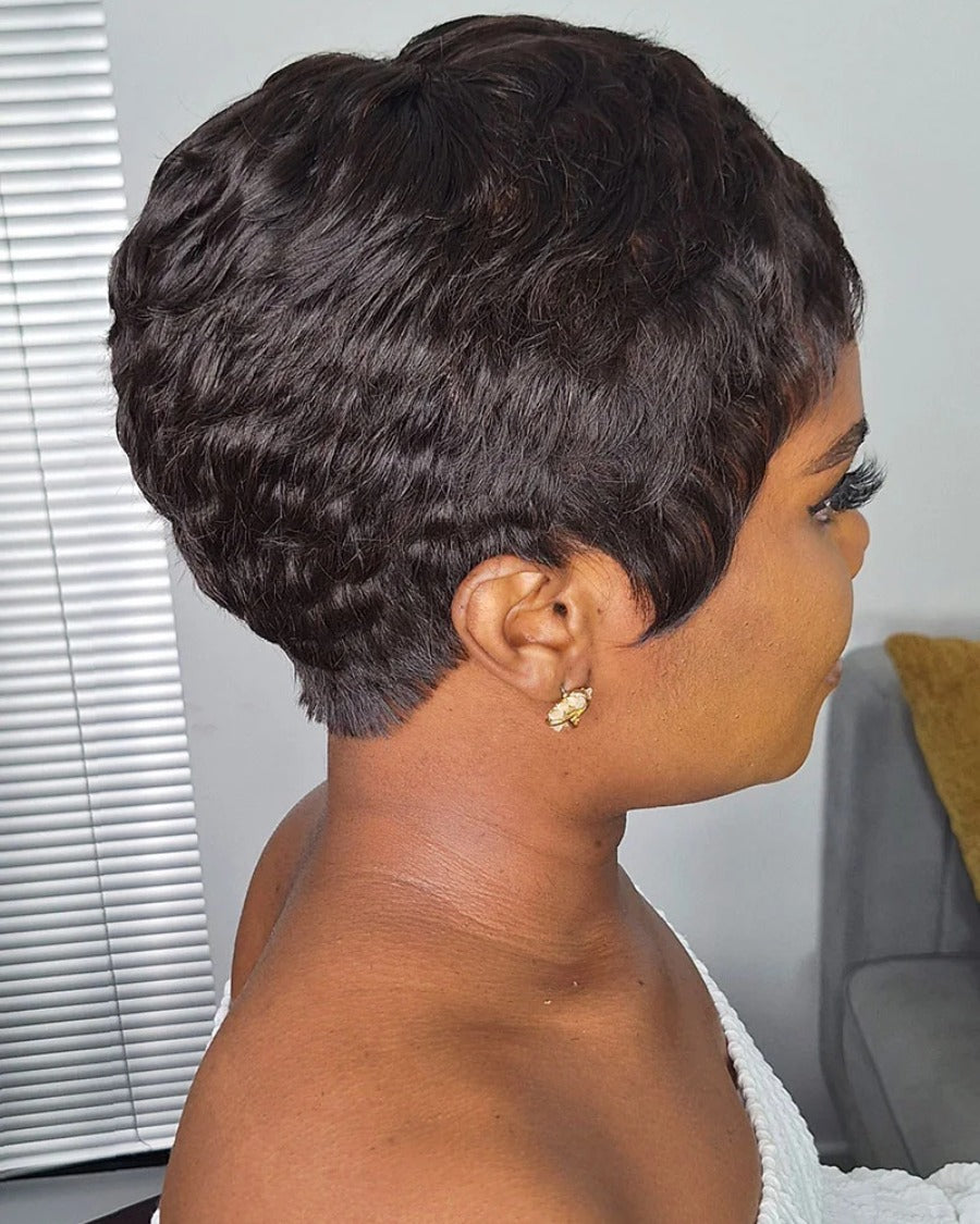 Short Pixie Cut Bang Full Lace Wig