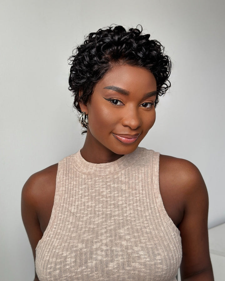 Wet Wave Curls Pixie Cut Full Lace Wig Human Hair
