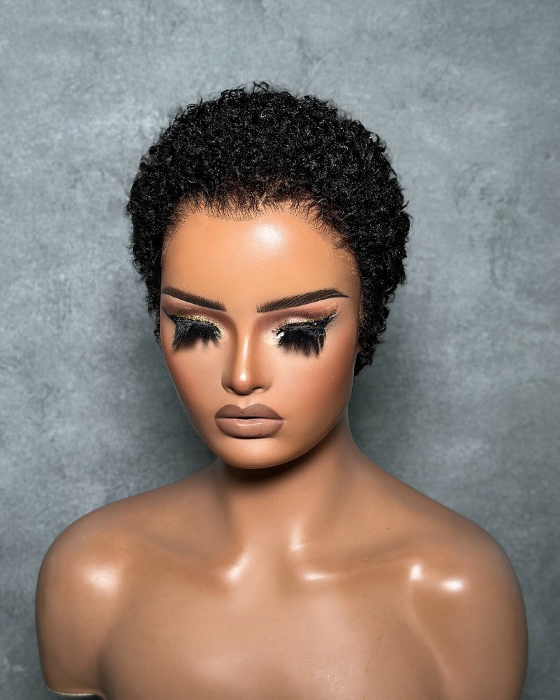 M Hairline Slick Back Water Wave Short Pixie Cut Full Lace Wig