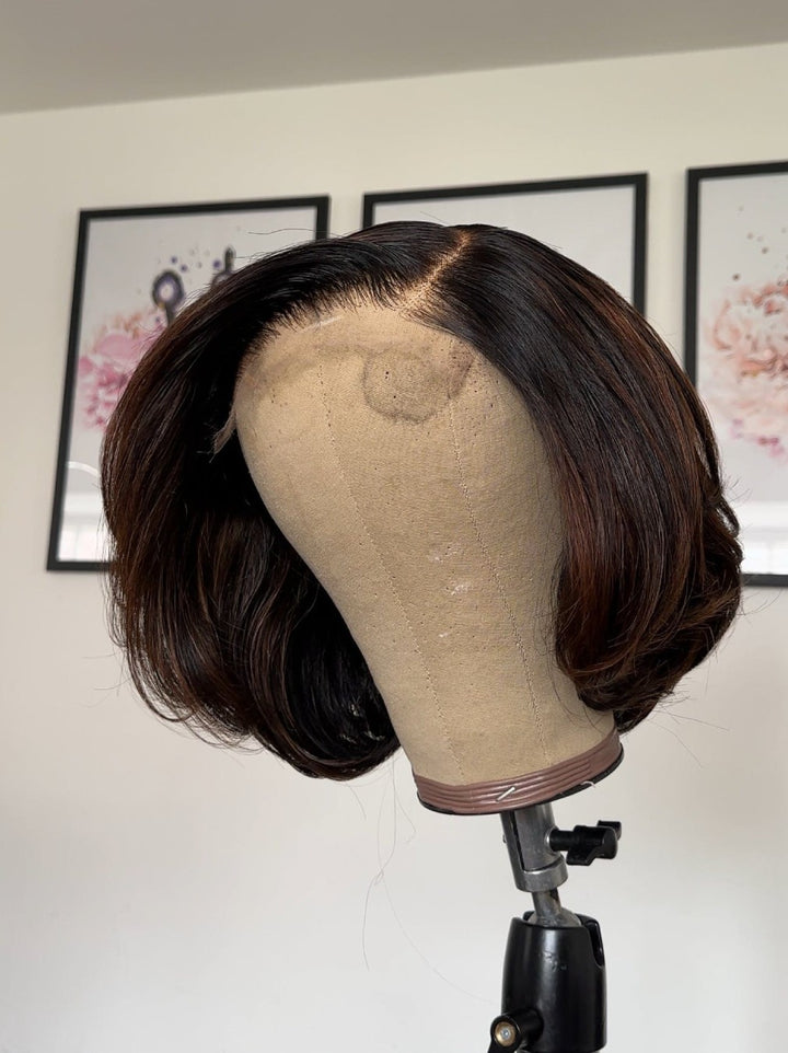 Heavy Layered And Curled Bob 5x5 Lace Closure Wig