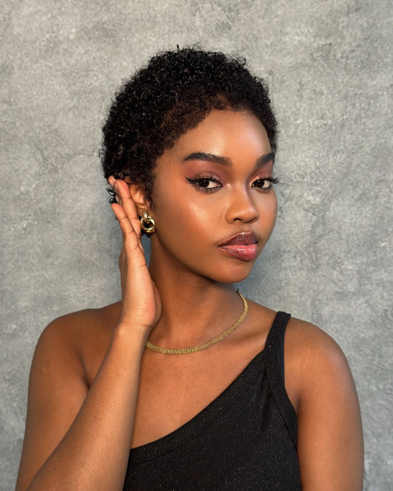 Beginner Friendly Full Lace 3C Curly Pixie Wig For Daily Wear