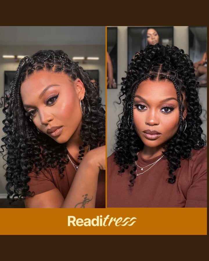 Full Lace Knotless Boho Curls Braided Bob Wig