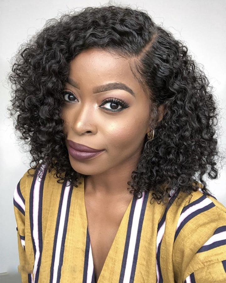 Short Curly Bob Human Hair 13 x 4 Front Lace Wig