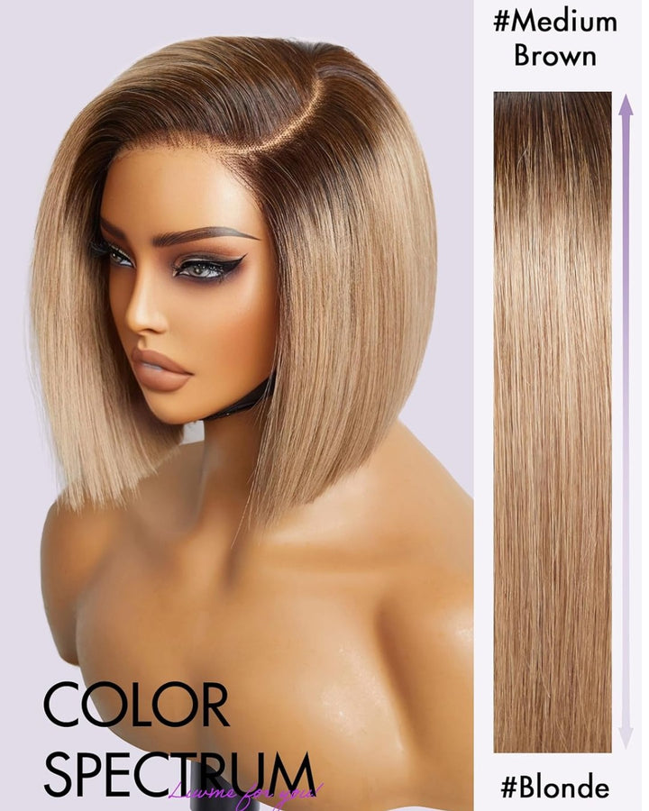 Ash Blonde Ombre Blunt Cut Bob Lace Front Wig