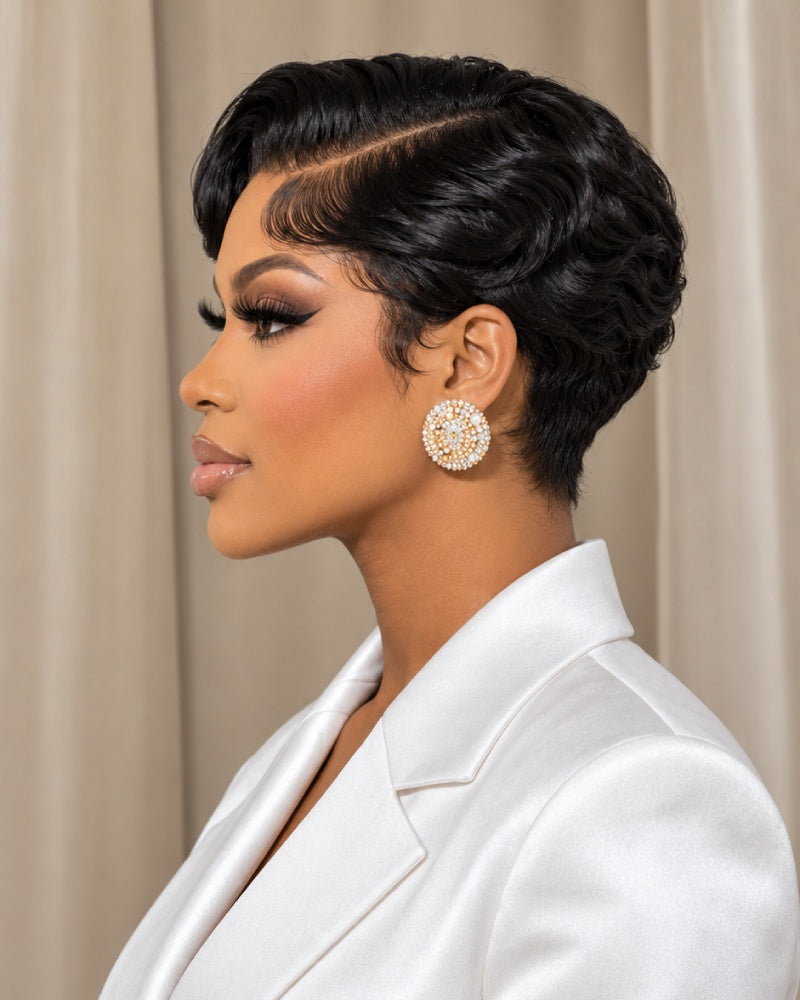 Layers Wave Pixie 13x6 Lace Wig with Swoop Bangs