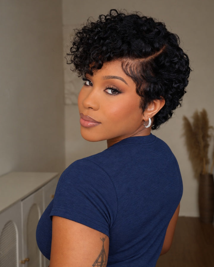 80s Retro Side-Part Curly Pixie 13x6 Lace Wig
