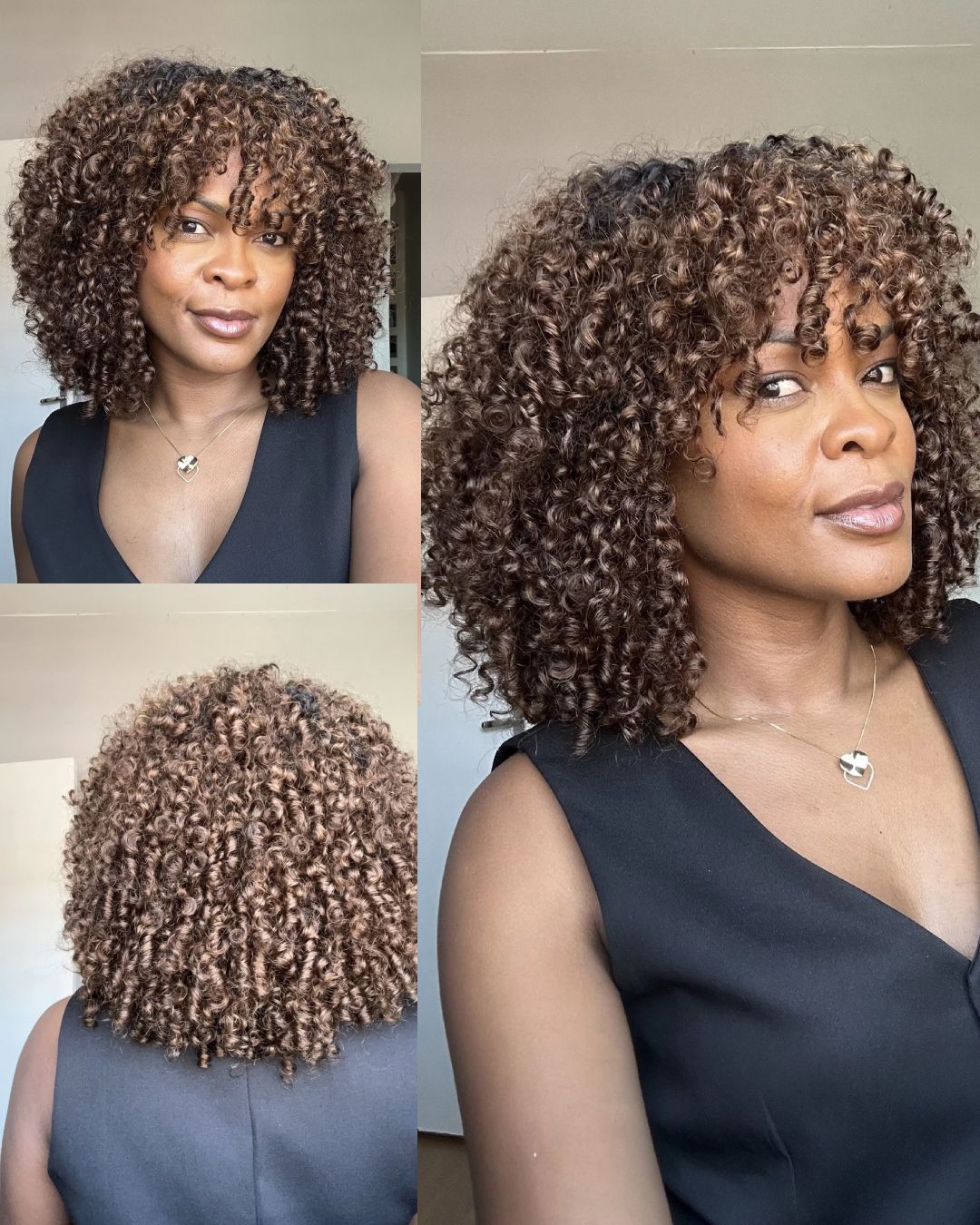 Golden Chocolate Curls Bangs Glueless Wig