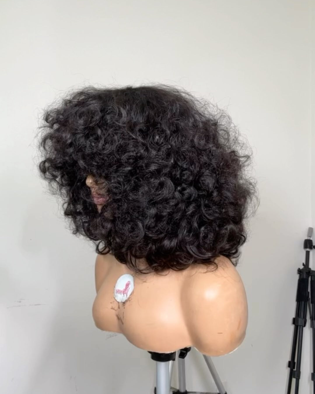 Glueless Voluminous Curly Bob Wig With Bangs