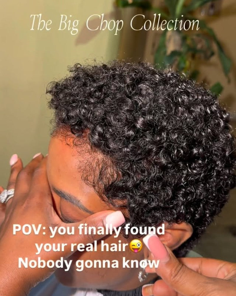 side shaved 3c coils pixie full lace wig with hairline
