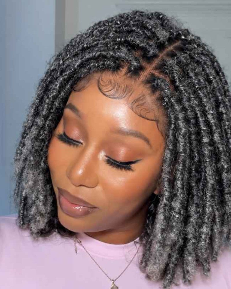 Salt and Pepper HD Full Lace Twist-out Pixie Wig with Baby Hairs
