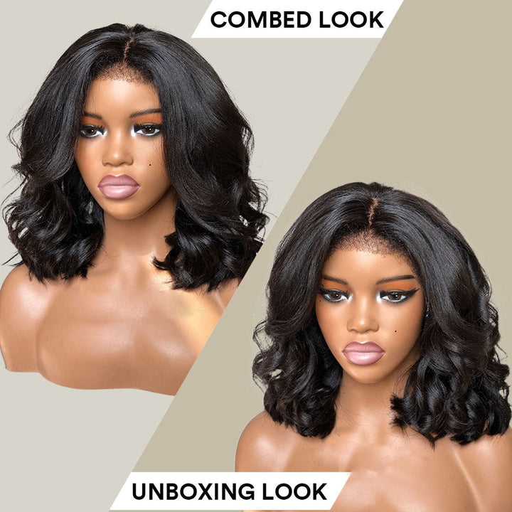 Wear & Go Layered Beach Wavy Kinky Edges Lace Wig