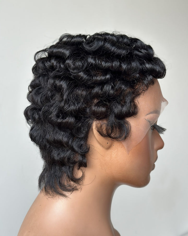 Finger Wave Short Pixie Full Lace Wig