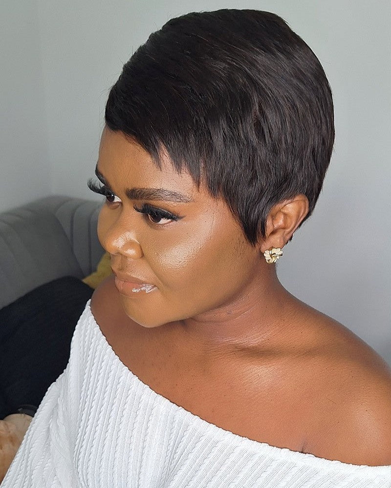 Side Parted Short Full Lace Human Hair Wig