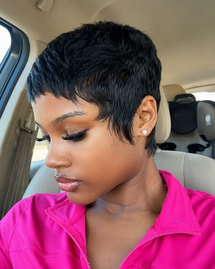 Realistic Full Lace Side Part Layered Pixie Cut Wig