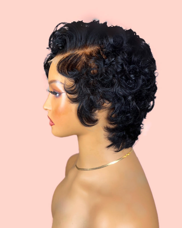 Side Part Glueless Pixie Curls 13x4 Lace Front Wig