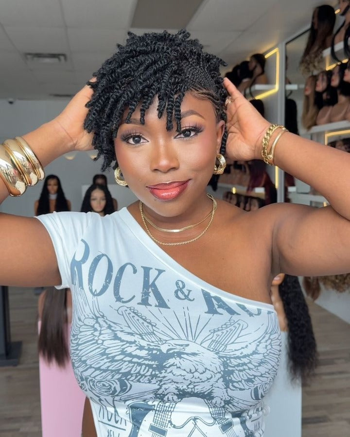 Full Lace Twist-out Afro kinky Cornrow Invisi Drawstring Wig