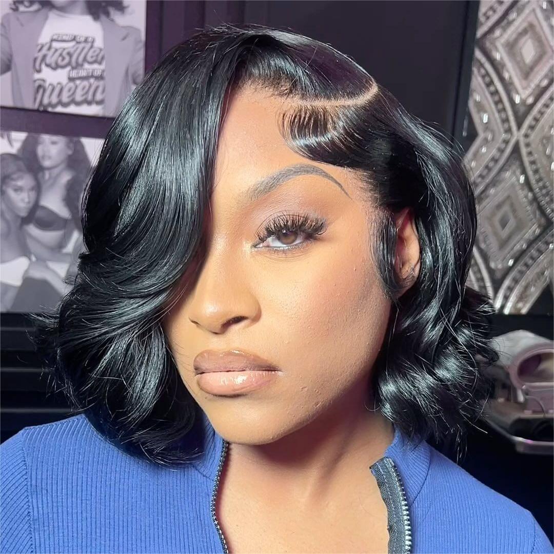 Side Part Layered Wave Bob 13x4 Lace Frontal Wig