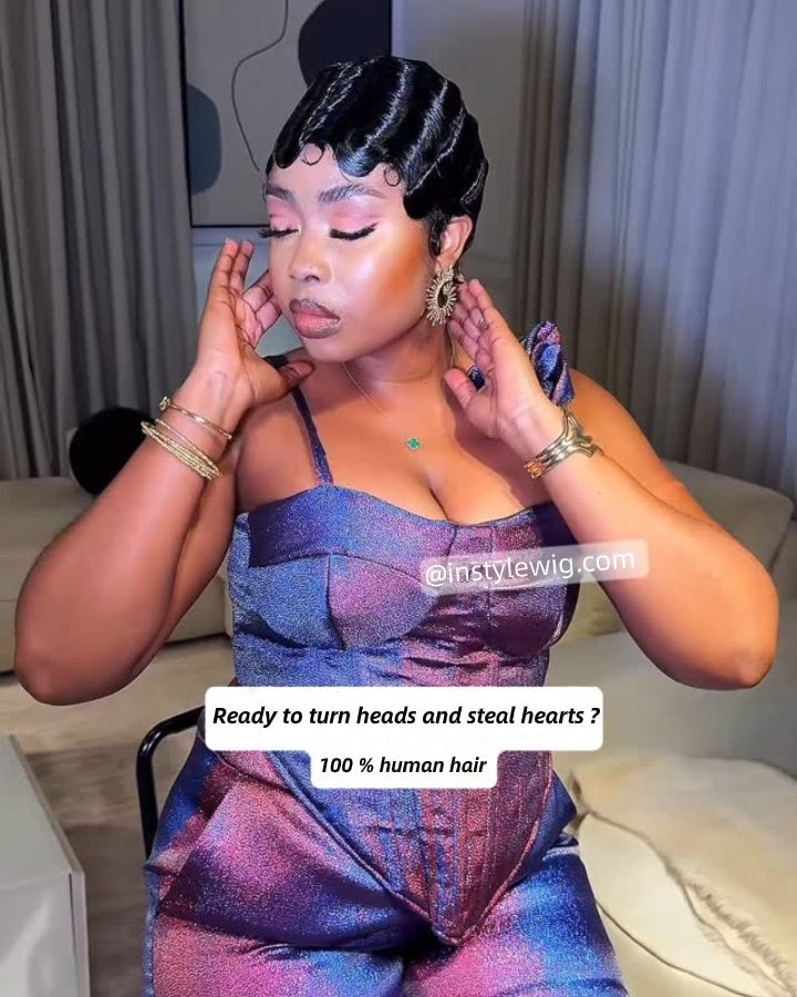 Wear & Go Styled Finger Wave Wig Human Hair