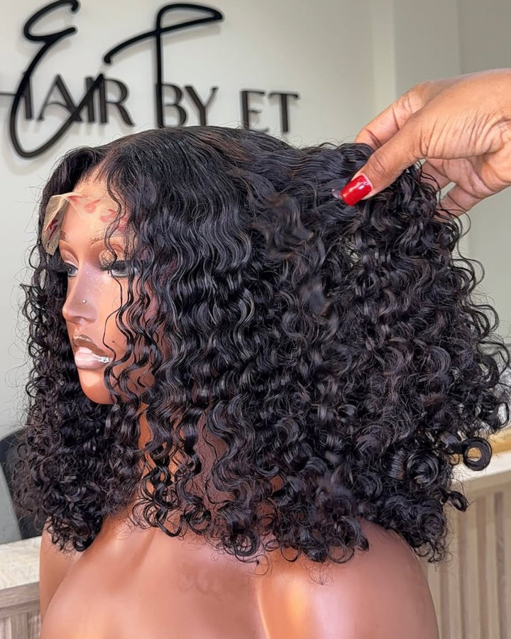 Water Wave Short Bob 5x5 Lace Closure Wig Human Hair Wig